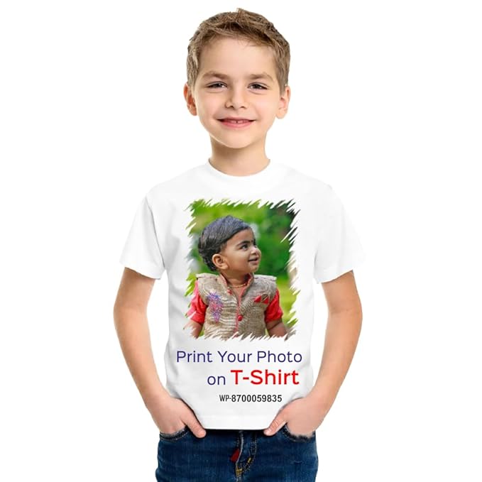 Personalized, Customized Photo T-Shirt | Color- White | Sleeve-Half | Material- Cotton Mix Fabric, T-Shirts for Kids, Boys, Girls, Men, Women,