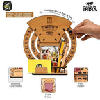 GKD Calendar of lifetime, calendar desk organizer round table calendar 2025-2026 premium antique look for office decor, wooden calender also corporate gifts (Bamboo Eco friendly)