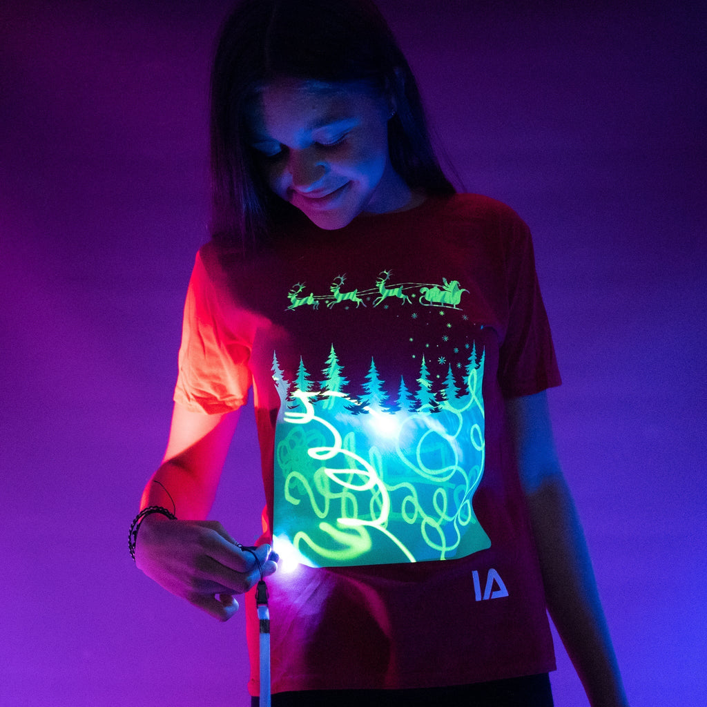 Santa Sleigh Interactive Glow T-Shirt - Christmas Edition