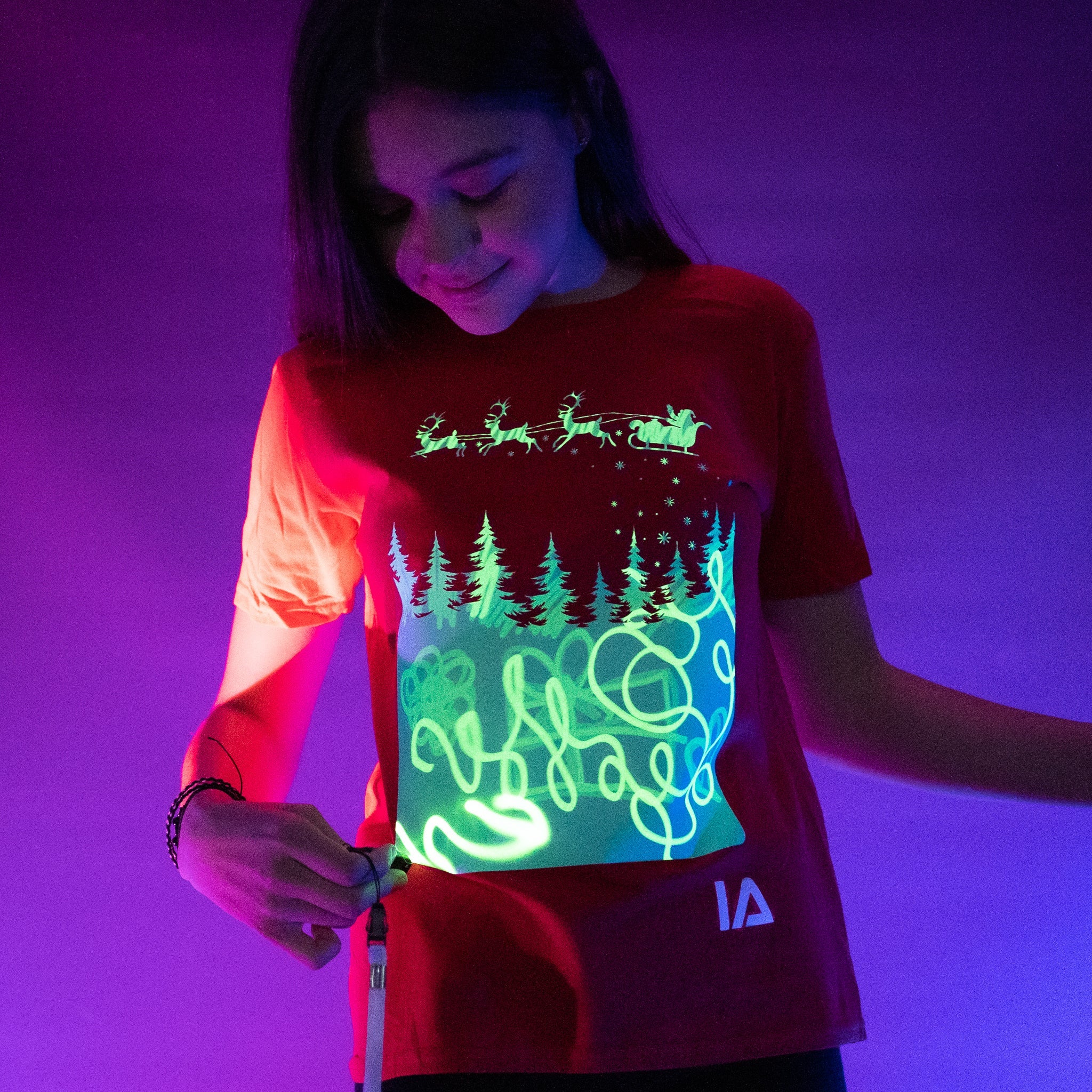 Santa Sleigh Interactive Glow T-Shirt - Christmas Edition