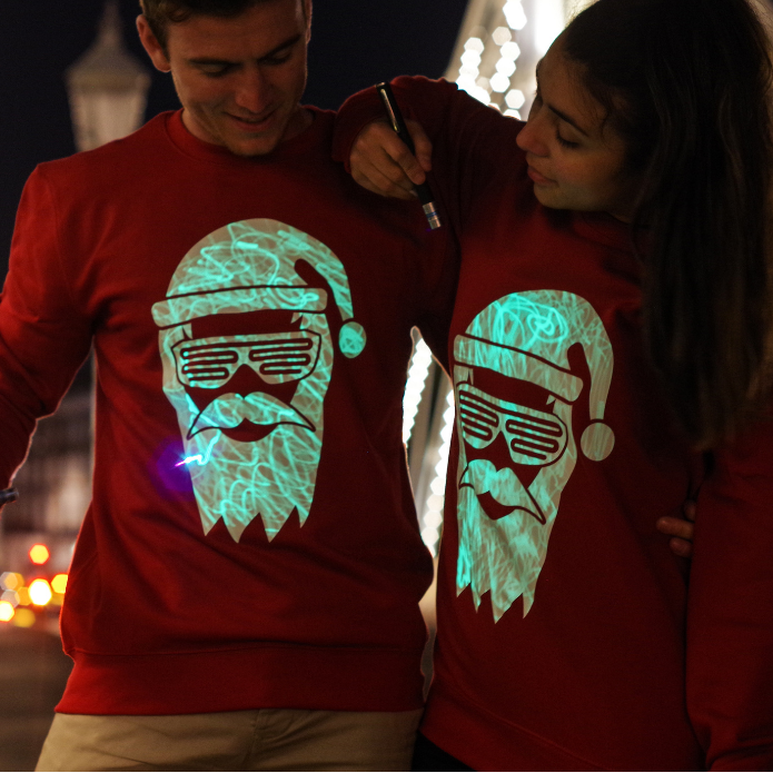 Interactive Glow In The Dark Cool Santa Christmas Jumper