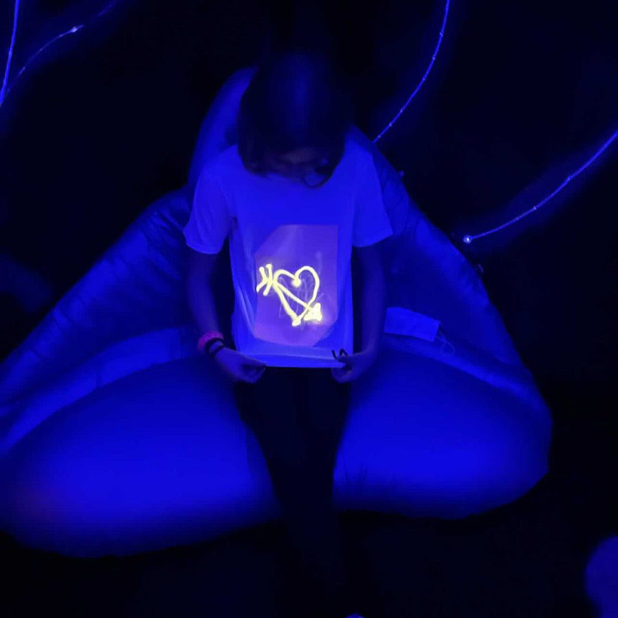 Kids Interactive Glow In The Dark T-shirt - White Pink Glow